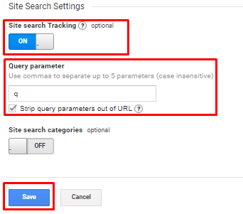 instructions for query parameter to enable site search in google analytics for shopify