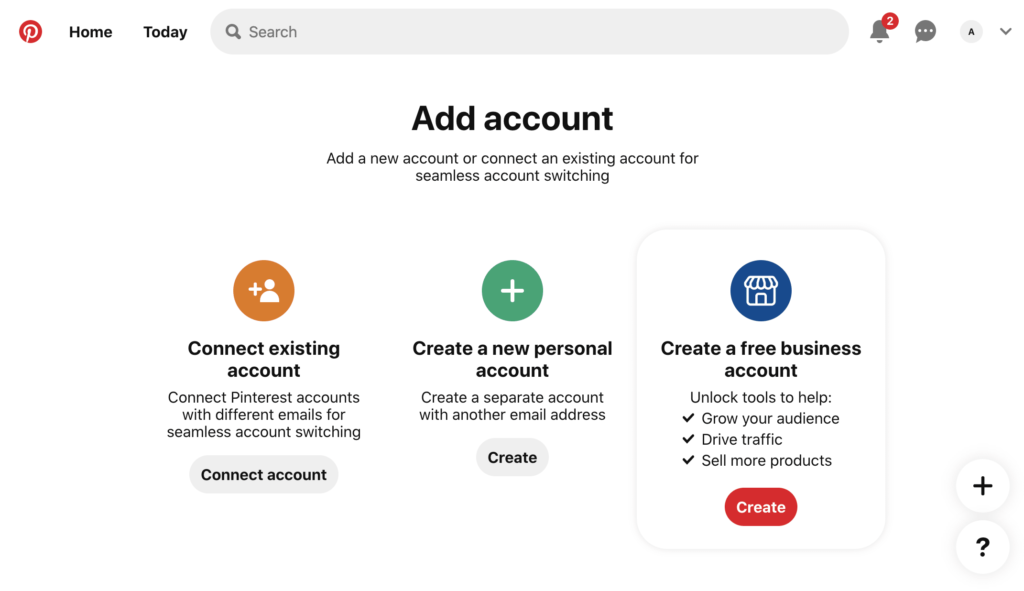 Create a business account in Pinterest 