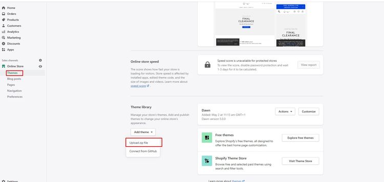 add shopify zip theme file