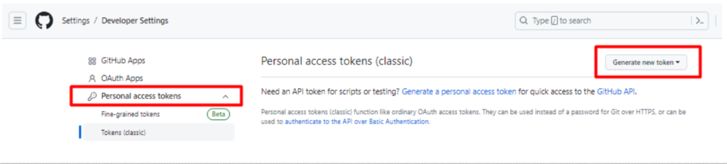 Generate a Personal Access Token Create a new token with the required permissions
