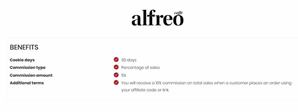 Alfreo's affiliate program