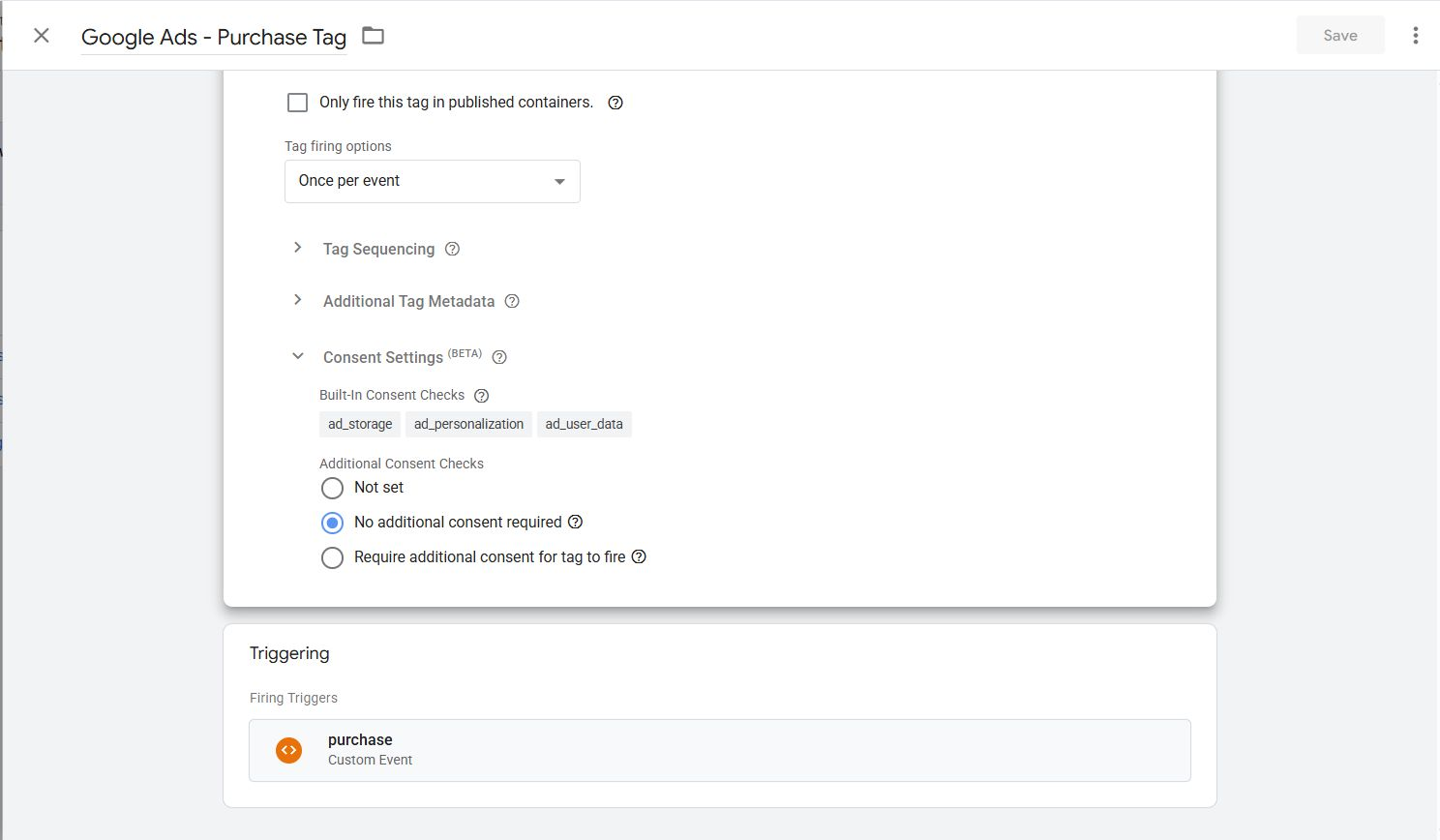 Google Ads - Purchase Tag