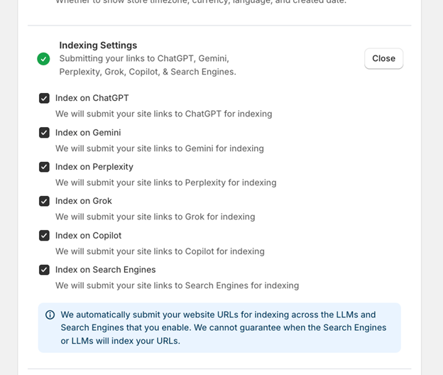 Indexing Settings LLMS