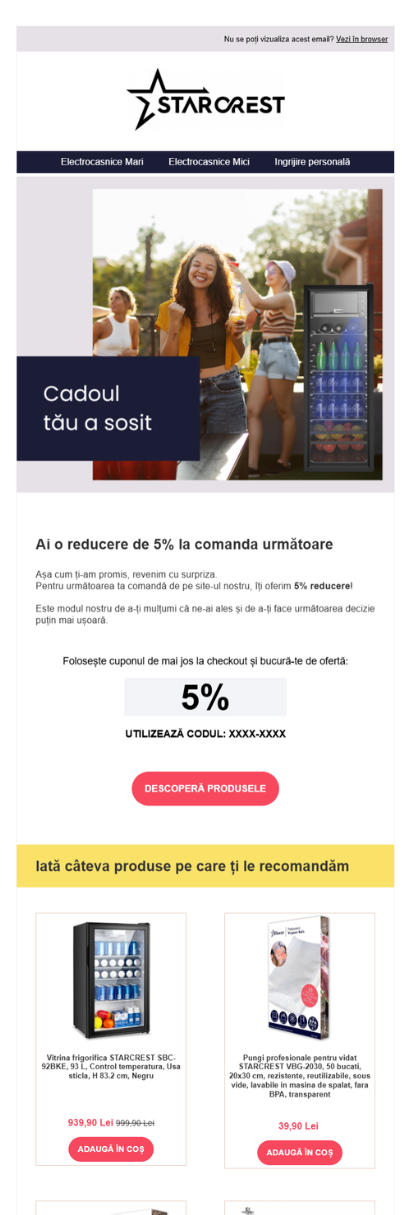 Sleek email layout with high-quality product photography and a clean, minimalist brand aesthetic