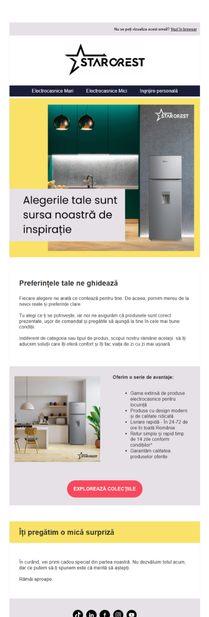 Custom email design for Starcrest created by our eCommerce Today team to ensure consistent branding and growth