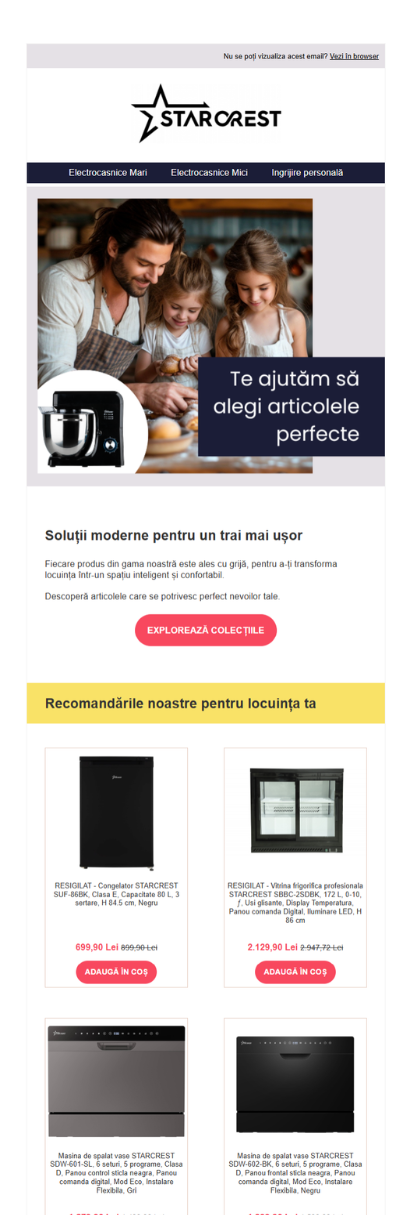 Custom email design for Starcrest created by our eCommerce Today team to ensure consistent branding and growth