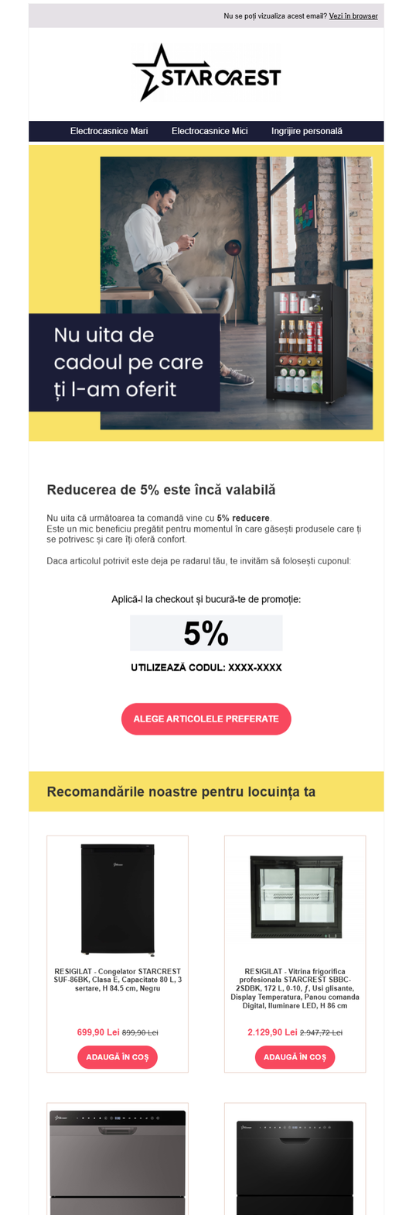 Custom email design for Starcrest created by our eCommerce Today team to ensure consistent branding and growth