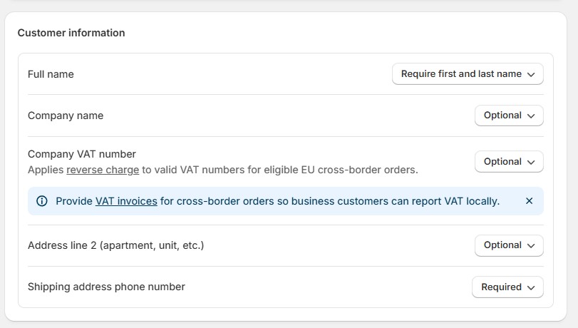 Shopify VAT Validation EU Configuration