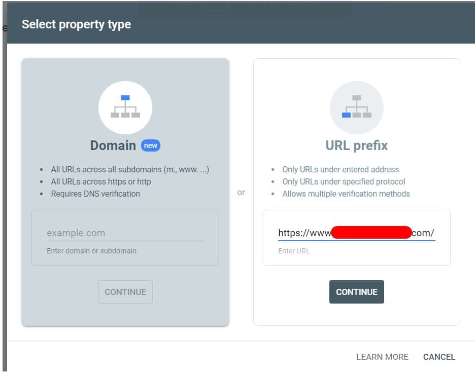Property type - URL prefix