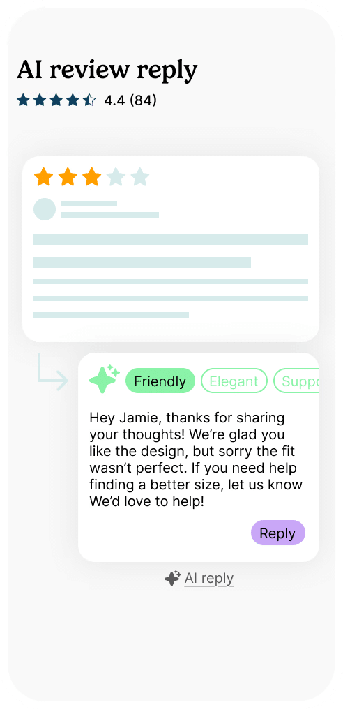 image showing AI Review Reply generator feature