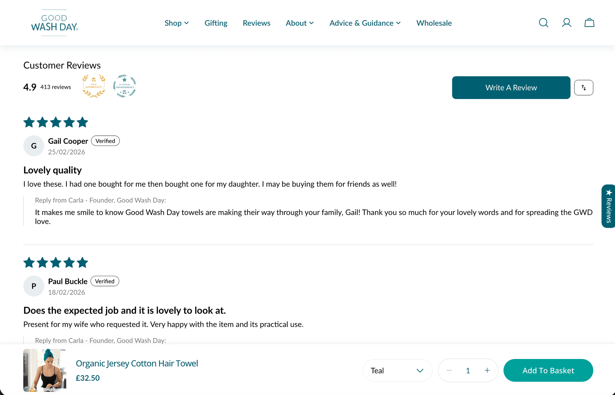 image showing response to positive reviews