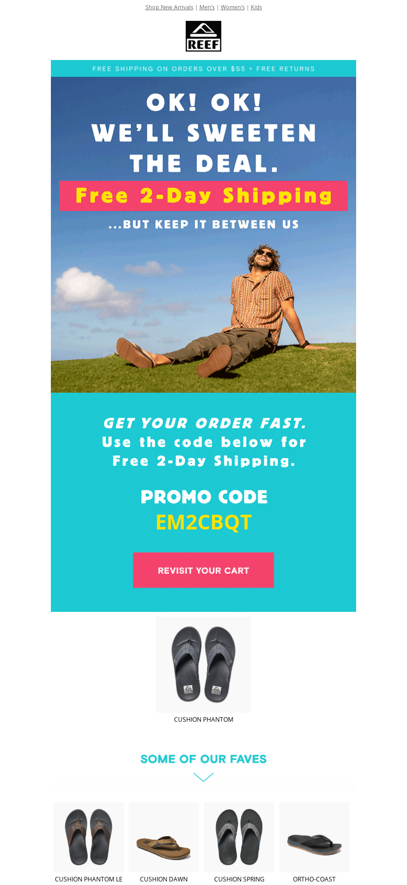 Reef - cart abandon email example