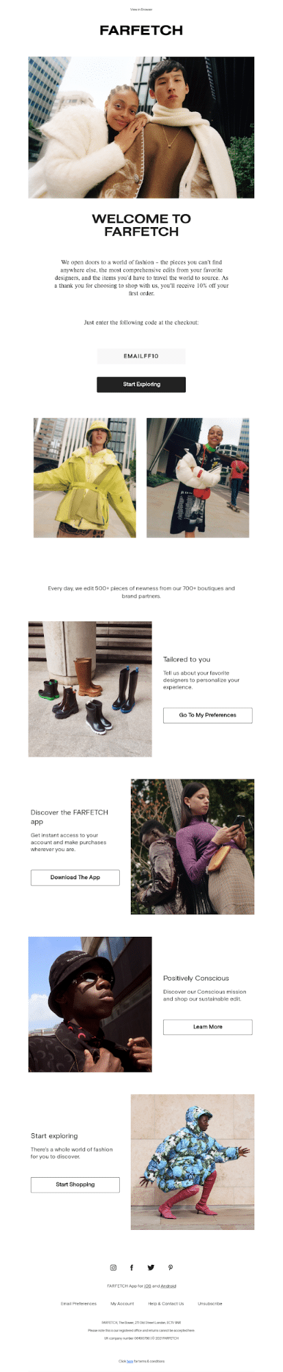 Farfetch - welcome email example